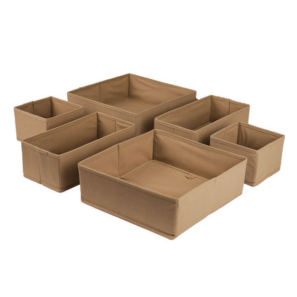 Qoolish's Pack of 6 Beige Drawer Organizers