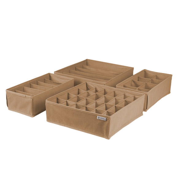 Qoolish Pack of 4 Beige Drawer Organizers