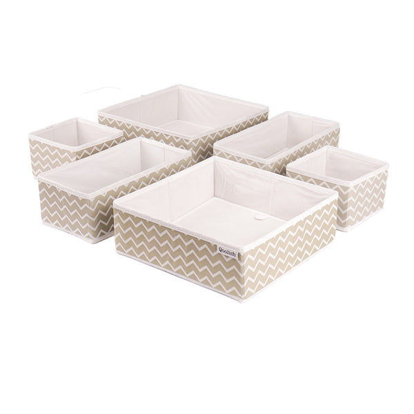 Qoolish Pack of 6 White Drawer Organizers Set