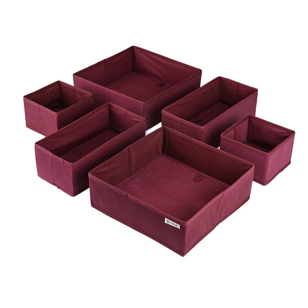 Qoolish Maroon Drawer Organizer Ensemble of 6