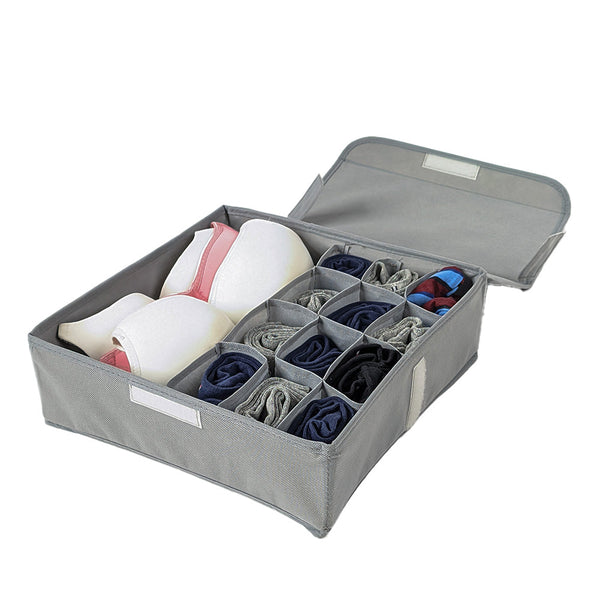 Qoolish Pack of 1 Undergarments Grey Organizer Box with Lid