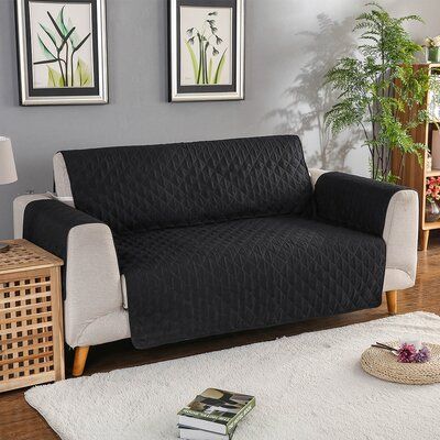 Sofa Cover Quilted Reversible Couch Cover - Black