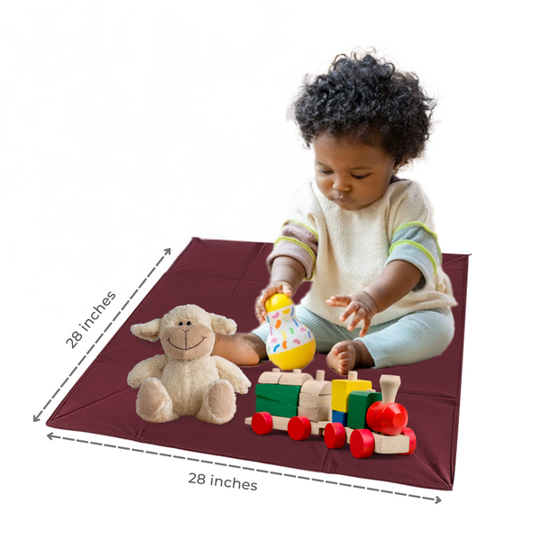 Qoolish Maroon Baby Mat & Storage Basket - Versatile 2-in-1 Solution!