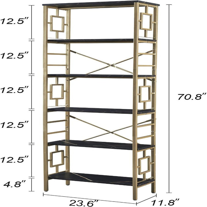 Golden Storage Modern Bookshelf for Home Office Living Room and Bedroom - waseeh.com