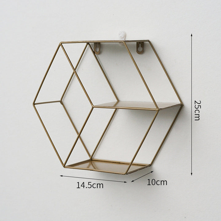 Wall-Mounted "Hexagonal" Floating Metal Storage Shelve Frame Decor - waseeh.com