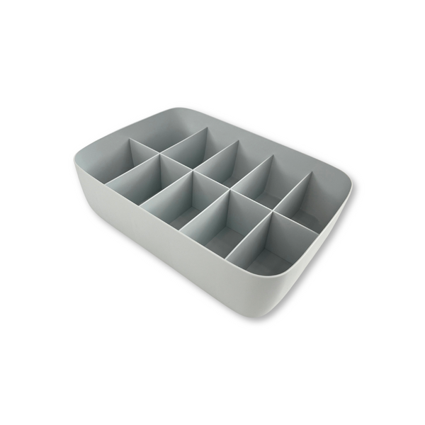 Multi-Compartment Plastic Storage Organizer -Blush, Beige, and Grey.