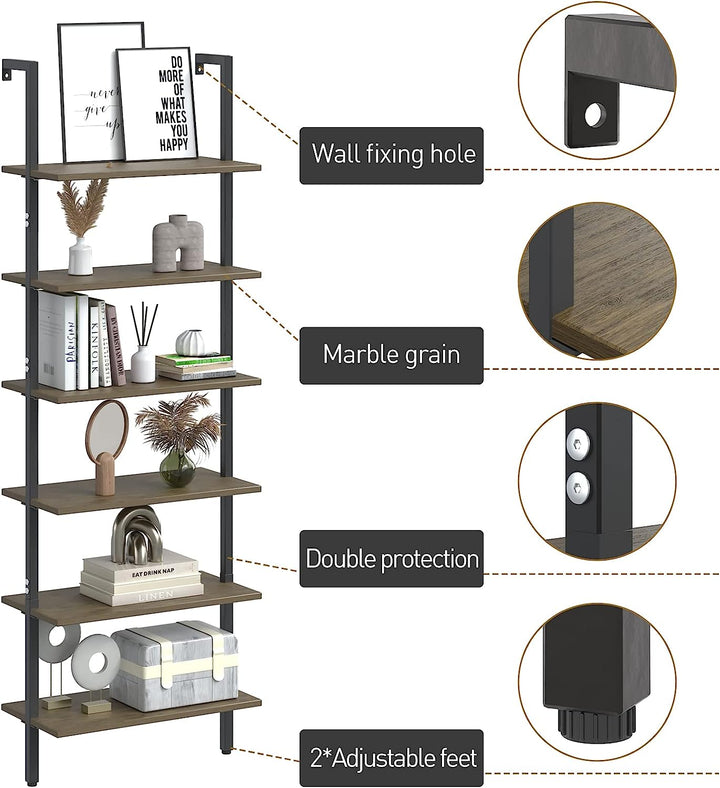 Open Tall Wall Mount Bookcase Standing Leaning Wall Shelves - waseeh.com