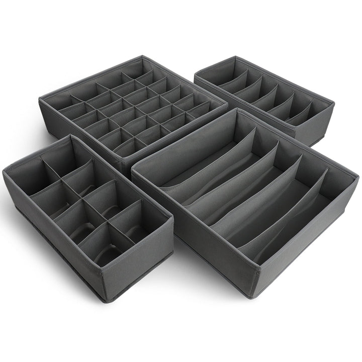 Qoolish Pack of 4 Grey Drawer Organizer: Organize with Style! - Qoolish