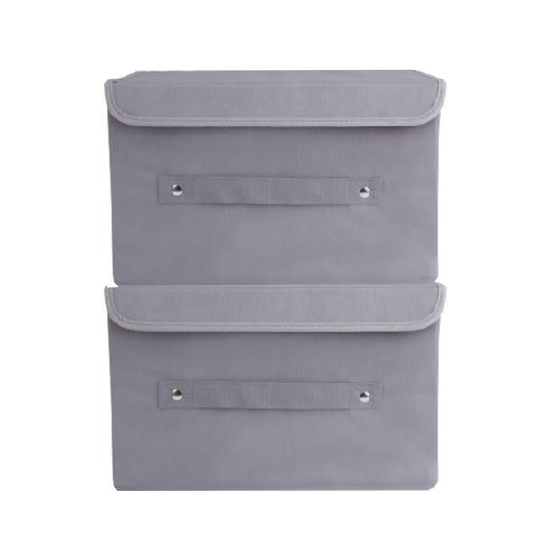 Qoolish Pack of 2 Grey Storage Box with Lid