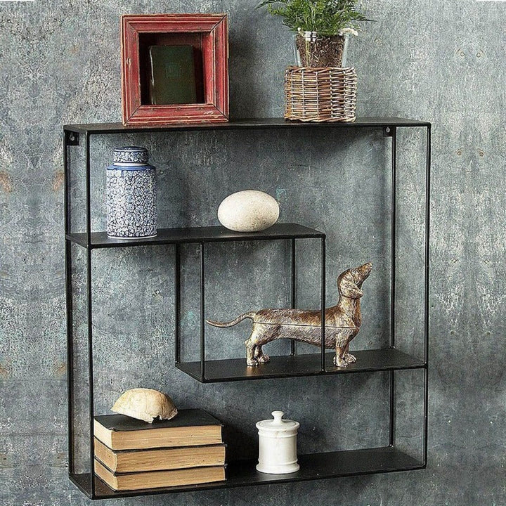 Wall-Mounted "Square Shaped" Floating Metal Storage Shelve Frame Decor - waseeh.com