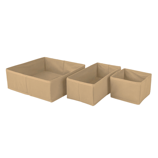 Qoolish Beige Pack of 3 Drawer Organizers