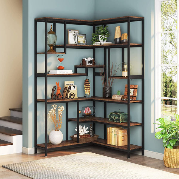 6 Shelf Sandine Corner Bookcase - waseeh.com